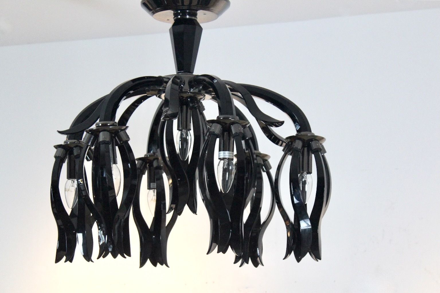 photo buy Italian Black Glass Chandelier By Barovier & Toso