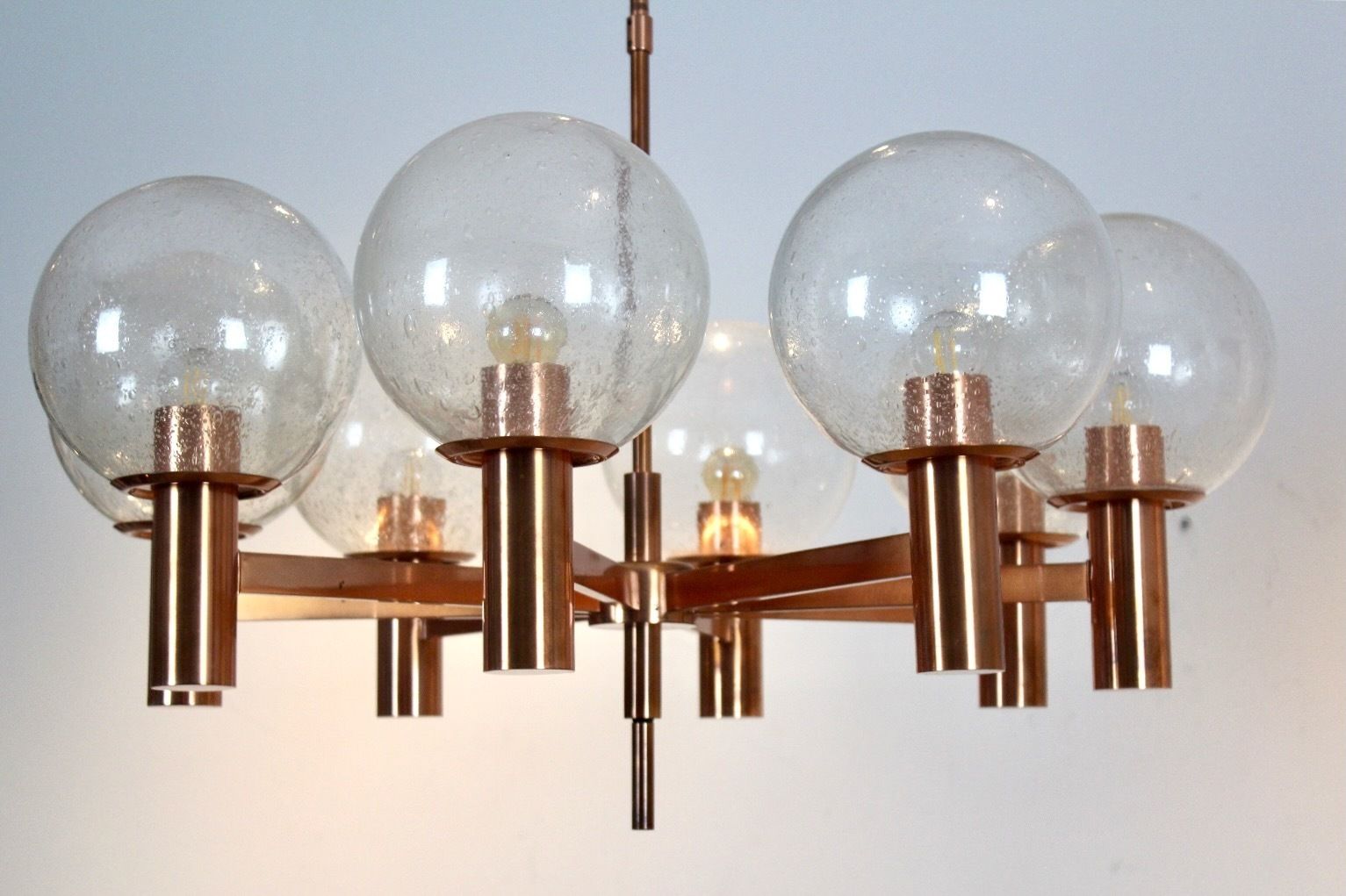 photo furniture Copper And Handblown Glass Chandelier By Ott International