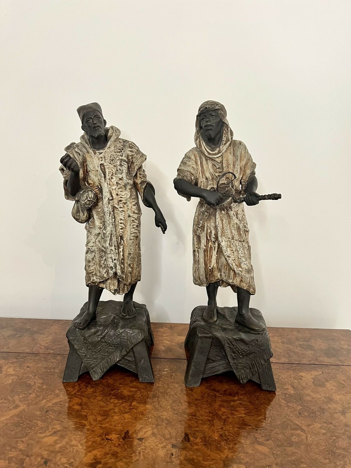 Unusual Pair Of Antique Spelter Figures photo furniture