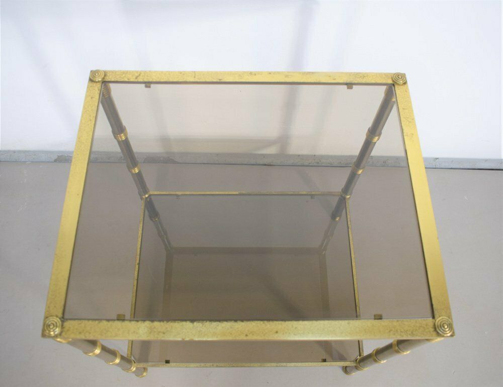 Italian Coffee Table, Brass, Steel And Smoked Glass, 1960s photo Furniture