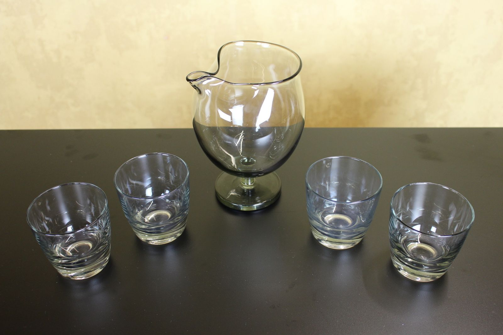 Holmegaard Glass Tivoli Martini Mixer Jug And 4 Glasses By Per Lutken