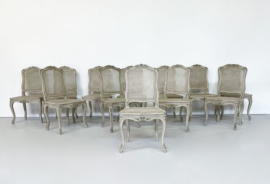 Set Of 12 Louis XV Style Cane Dining Chairs