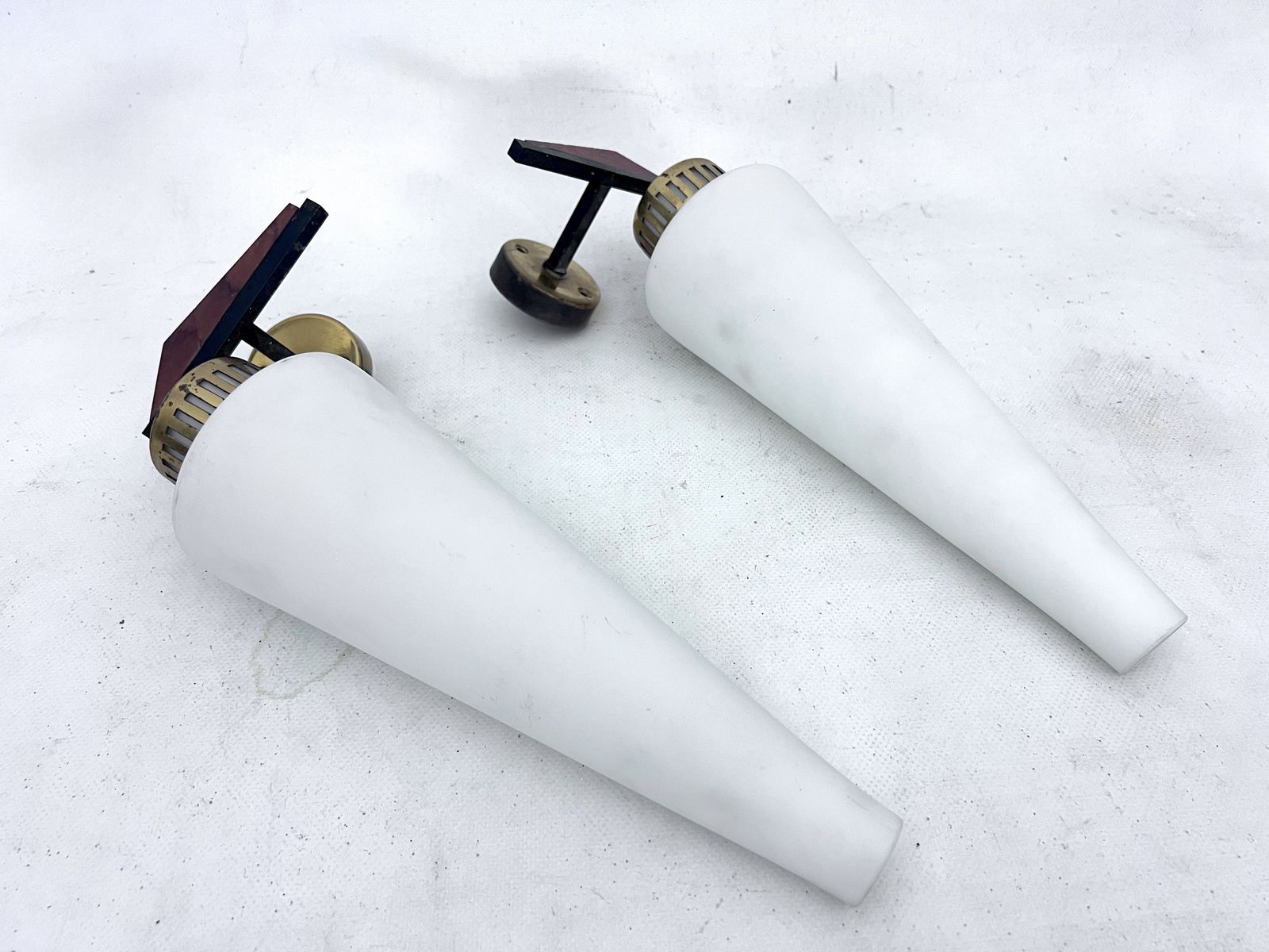 Mid Century Pair Of Sconces In Stilnovo Manner. Italy 1950s photo vintage