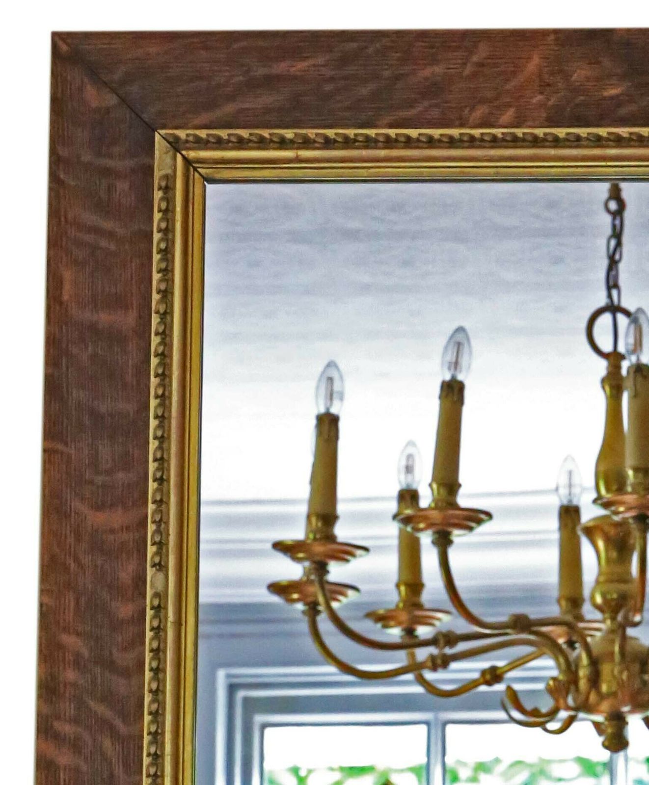 Antique Quality Large Gilt And Oak 19th Century Overmantle Or Wall Mirror photo 995.0