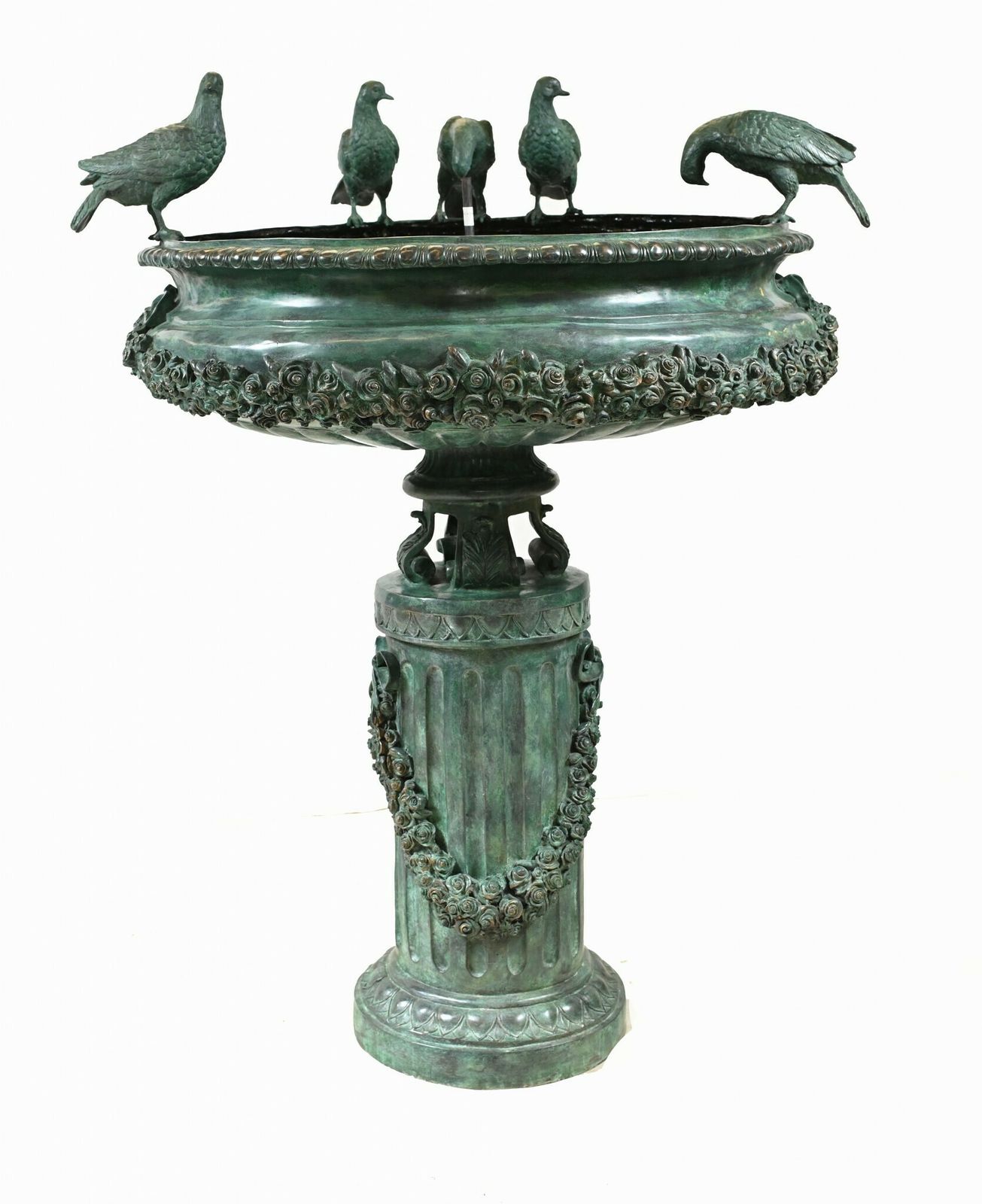 Garden Decor Large Classical Italian Bronze Bird Fountain Statue photo