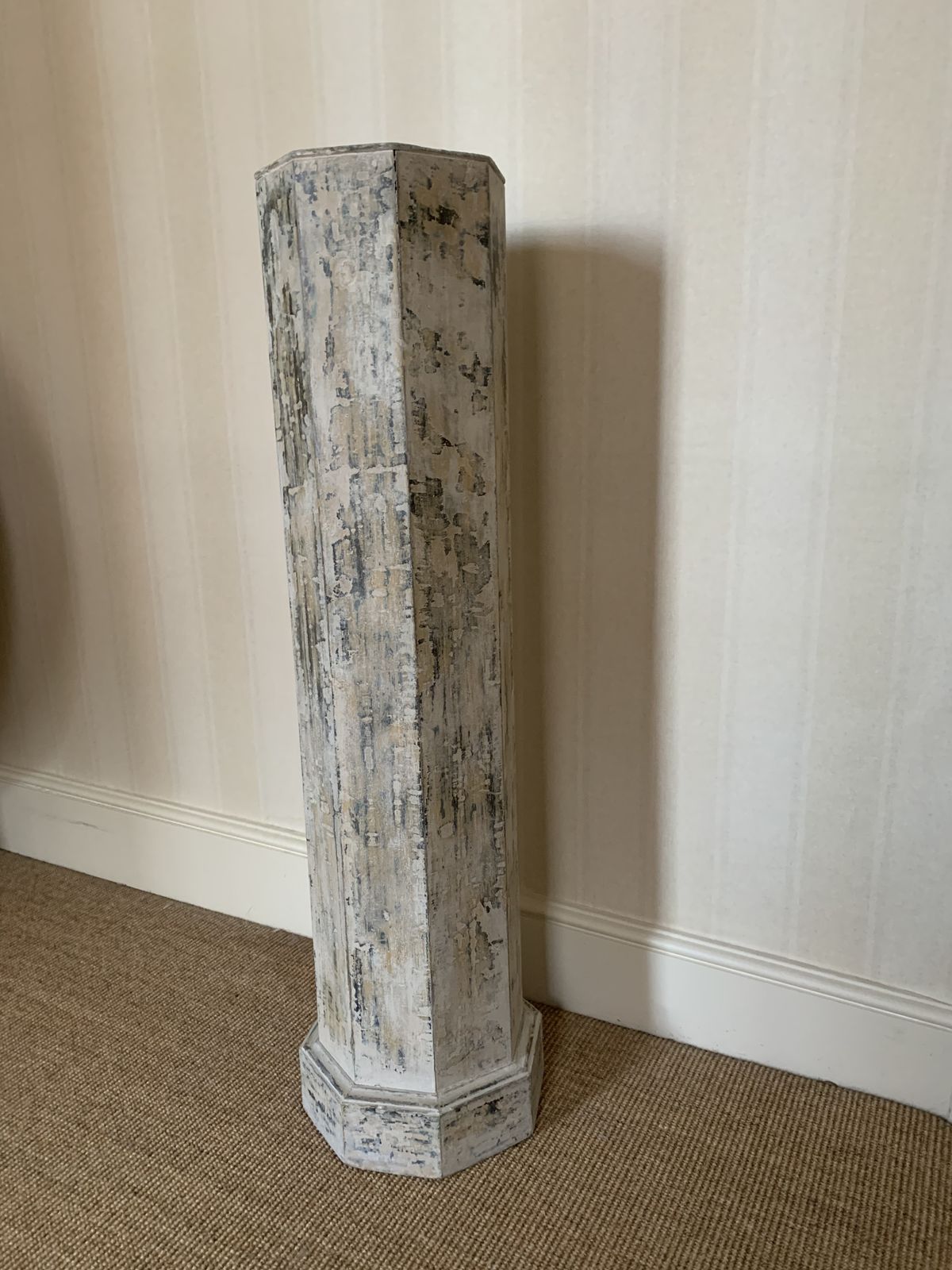 Antique 19th Century English Blue/ White Painted Plinth/ Pedestal photo Furniture