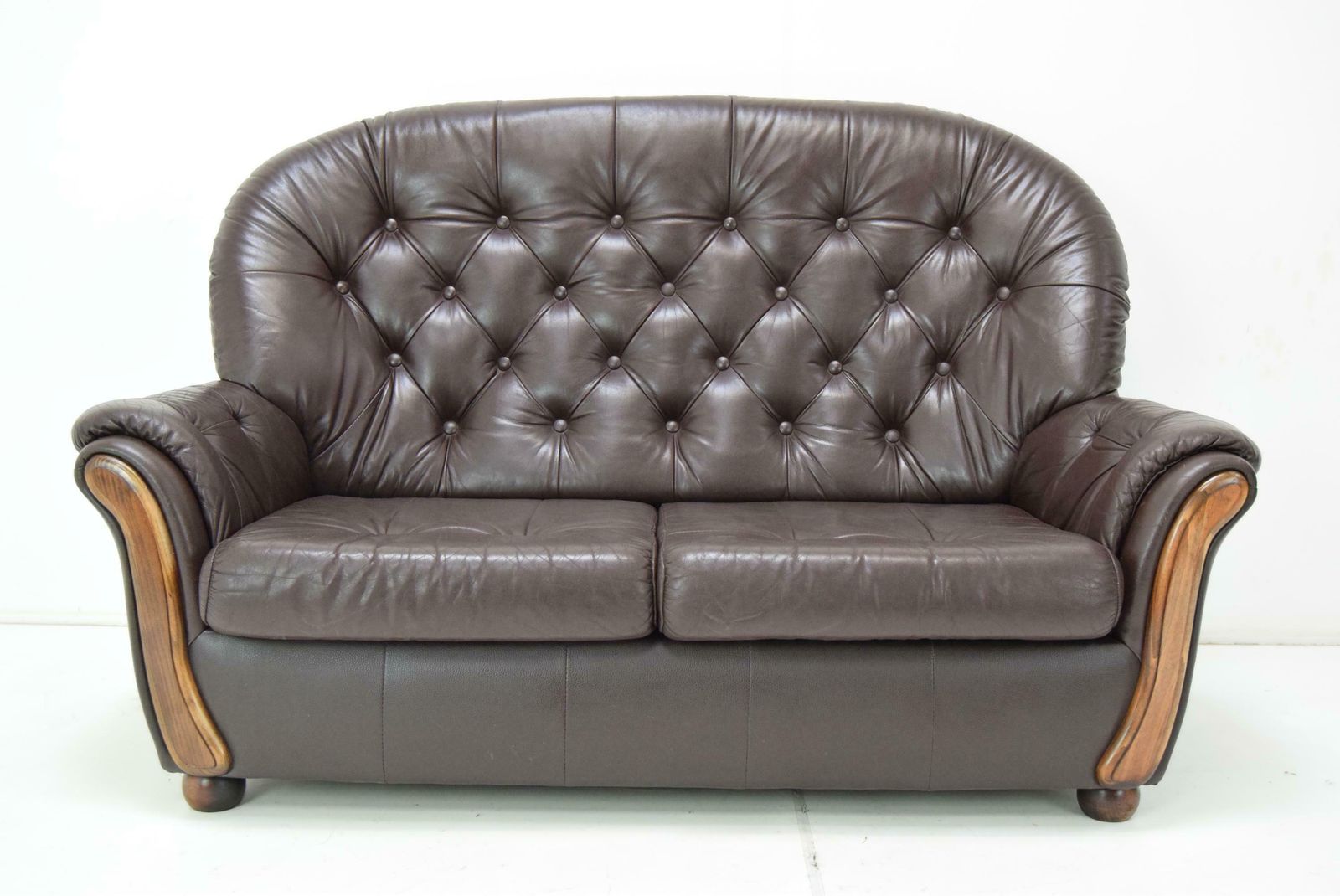 Mid Century Leatherette Two Seat Sofa, 1990's. photo for sale