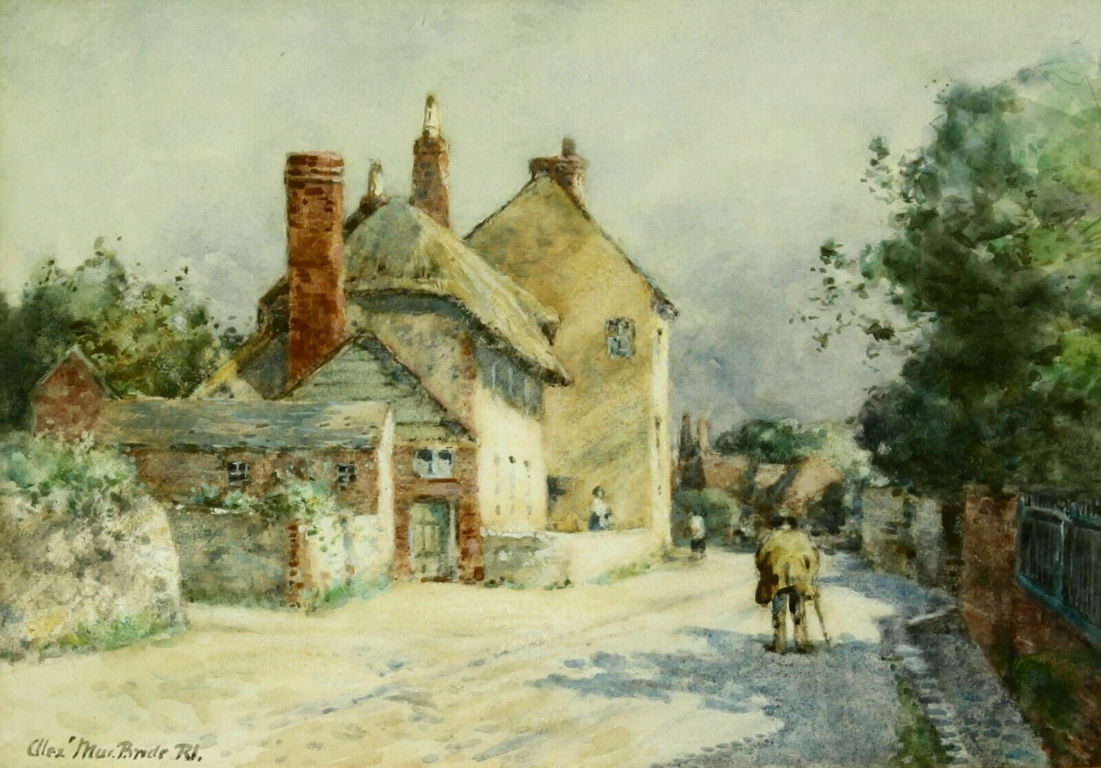 Watercolour By Alexander Macbride Rsw Ri. Countryside Village photo furniture