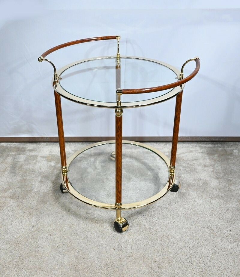 1627.4 Glass And Gold Metal Rolling Table – 1980 photo
