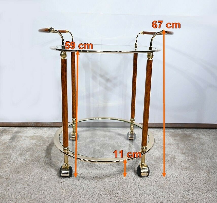 photo vinterior Glass And Gold Metal Rolling Table – 1980