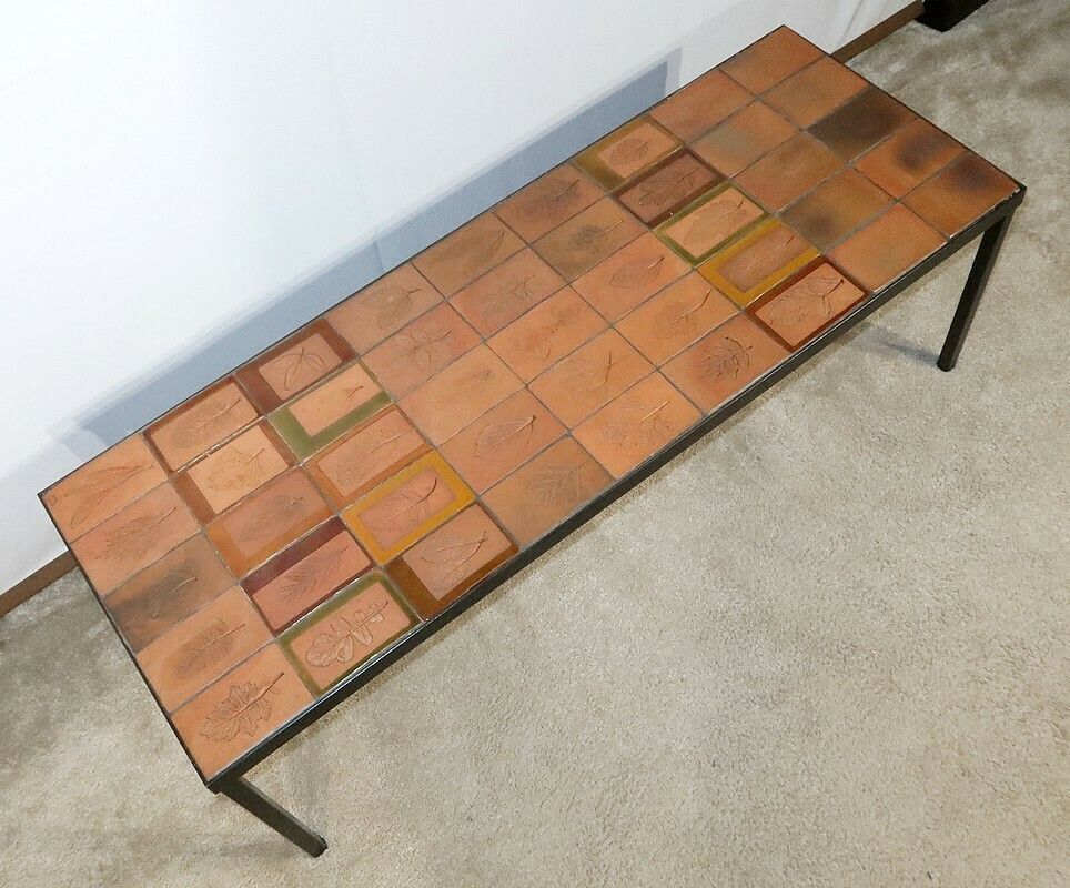 Vallauris Ceramic Coffee Table, Signed R. Capron, Les Herbiers Collection – 1960 photo for sale