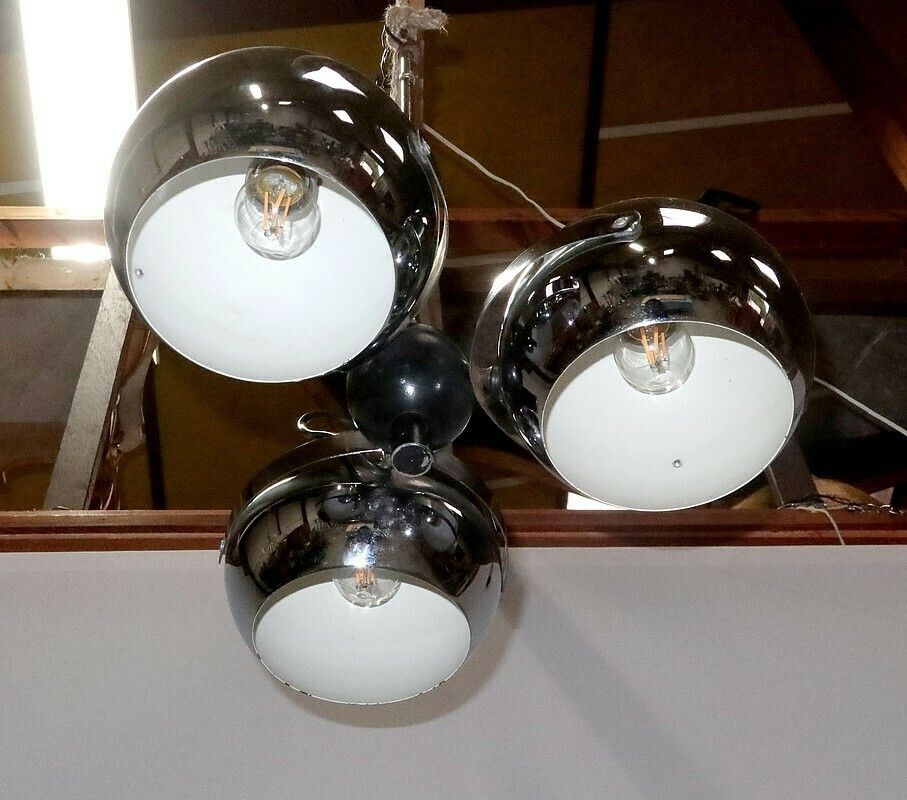 photo for sale Eyeball Pendant In Chromed Metal – 1960s