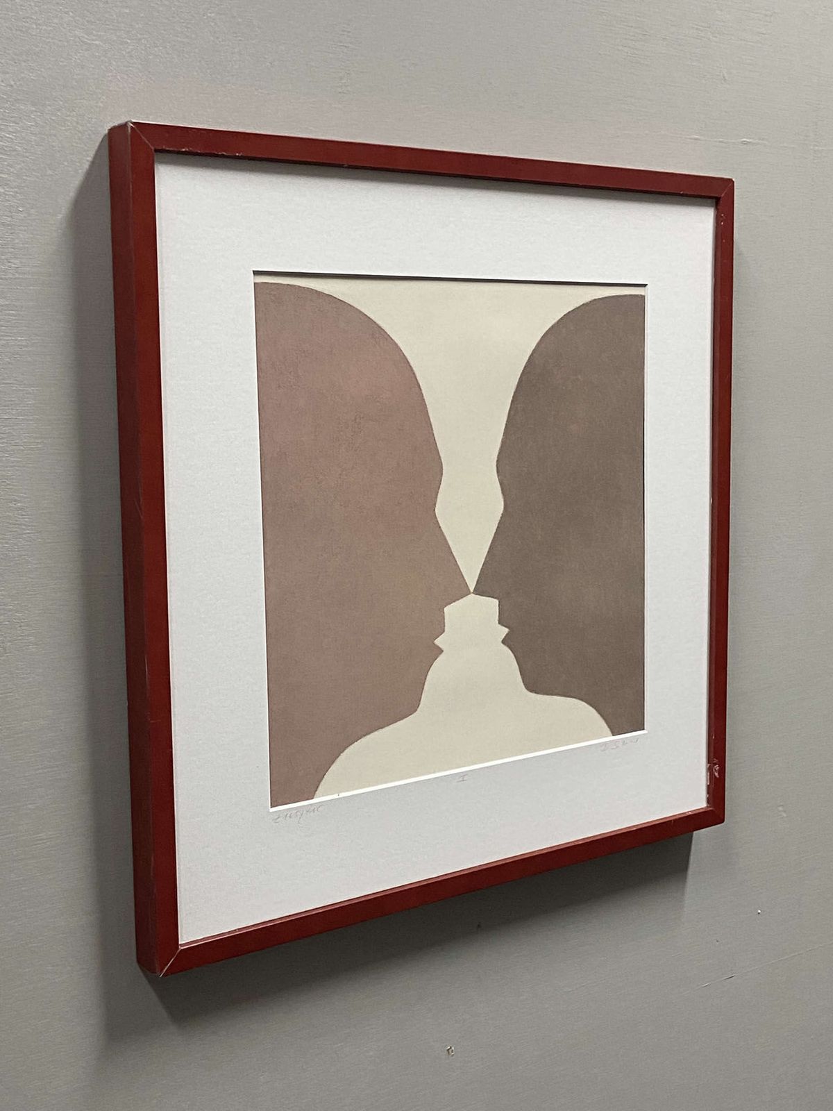 Lithograph Of Two Silhouette Faces By Beate Selzer photo Art