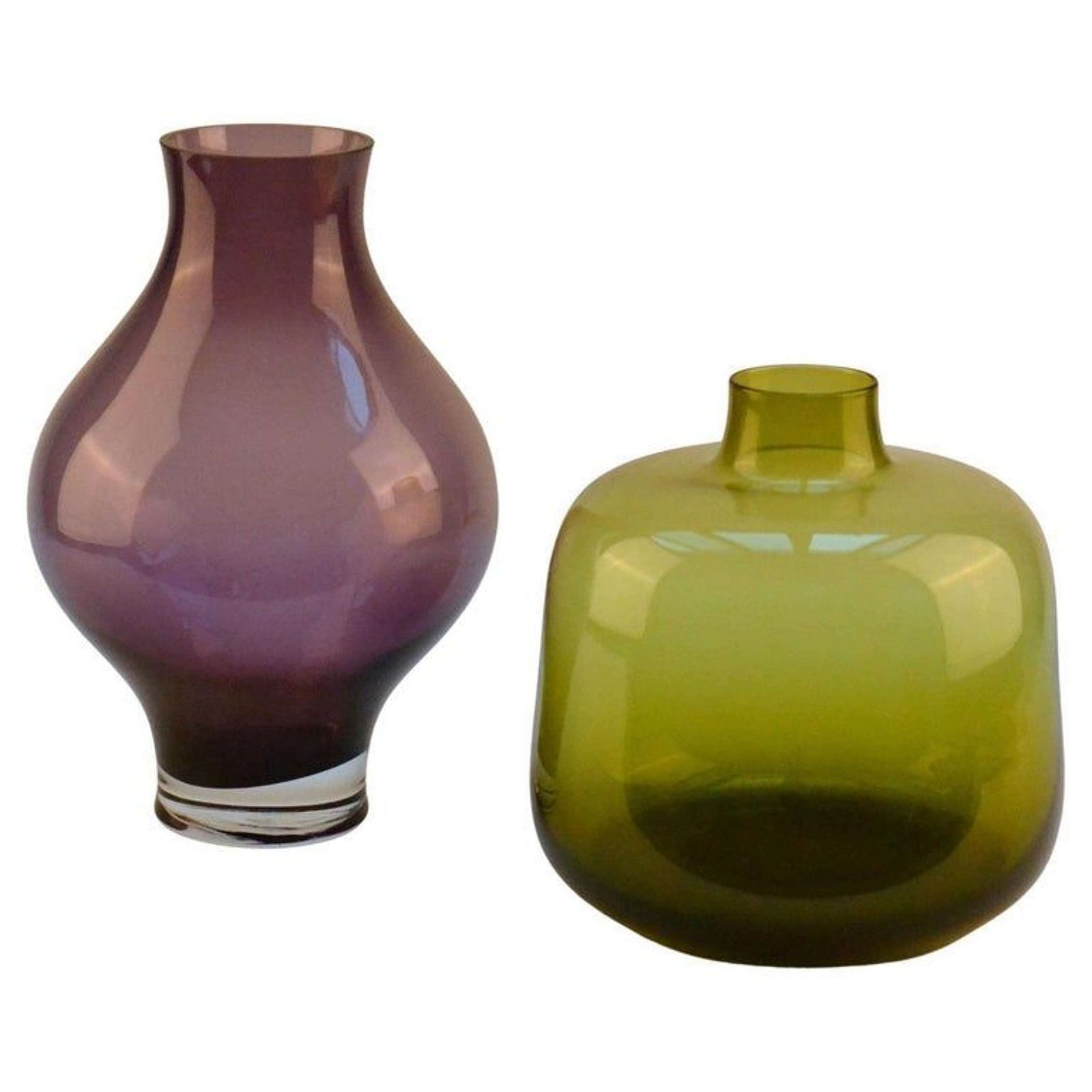 Purple And Olive Green Hand Blown Vases By Leerdam 1960's photo furniture