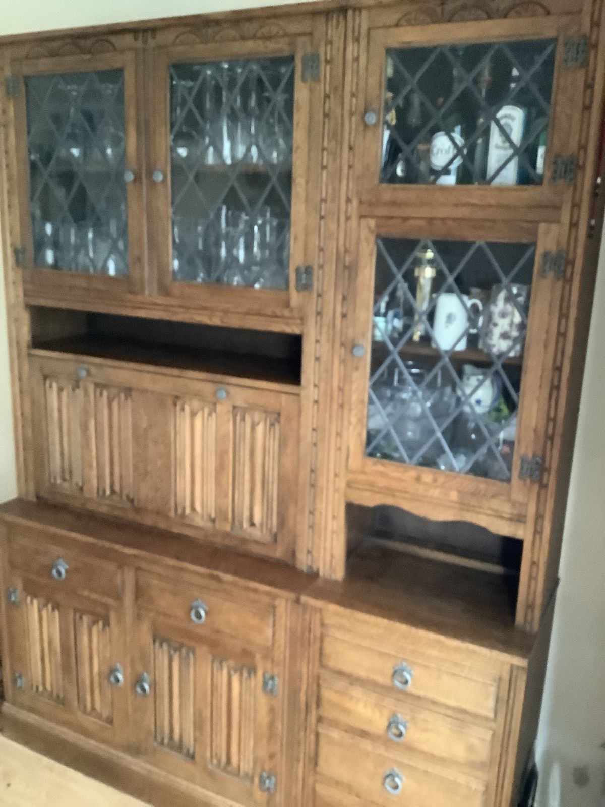 Dresser Consisting Of 4 Parts Including A Bureau, Glass Display,Leaded Glass photo Furniture