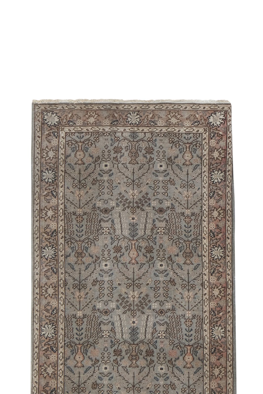 Mid 20th Century Vintage Turkish Long Runner   Floral Stair Carpet 2'7" X 24'7" photo vintage