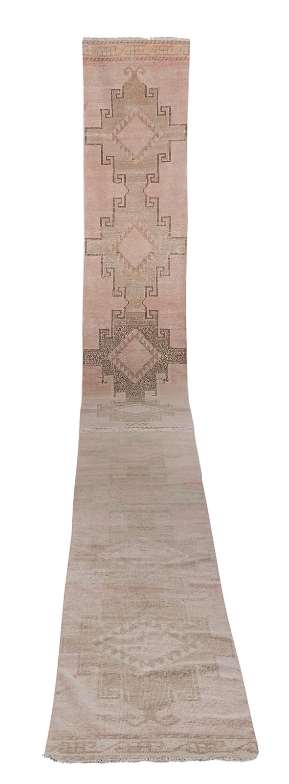 1960s  Turkish Oushak Extra Long And Narrow Runner With Century Modern Style