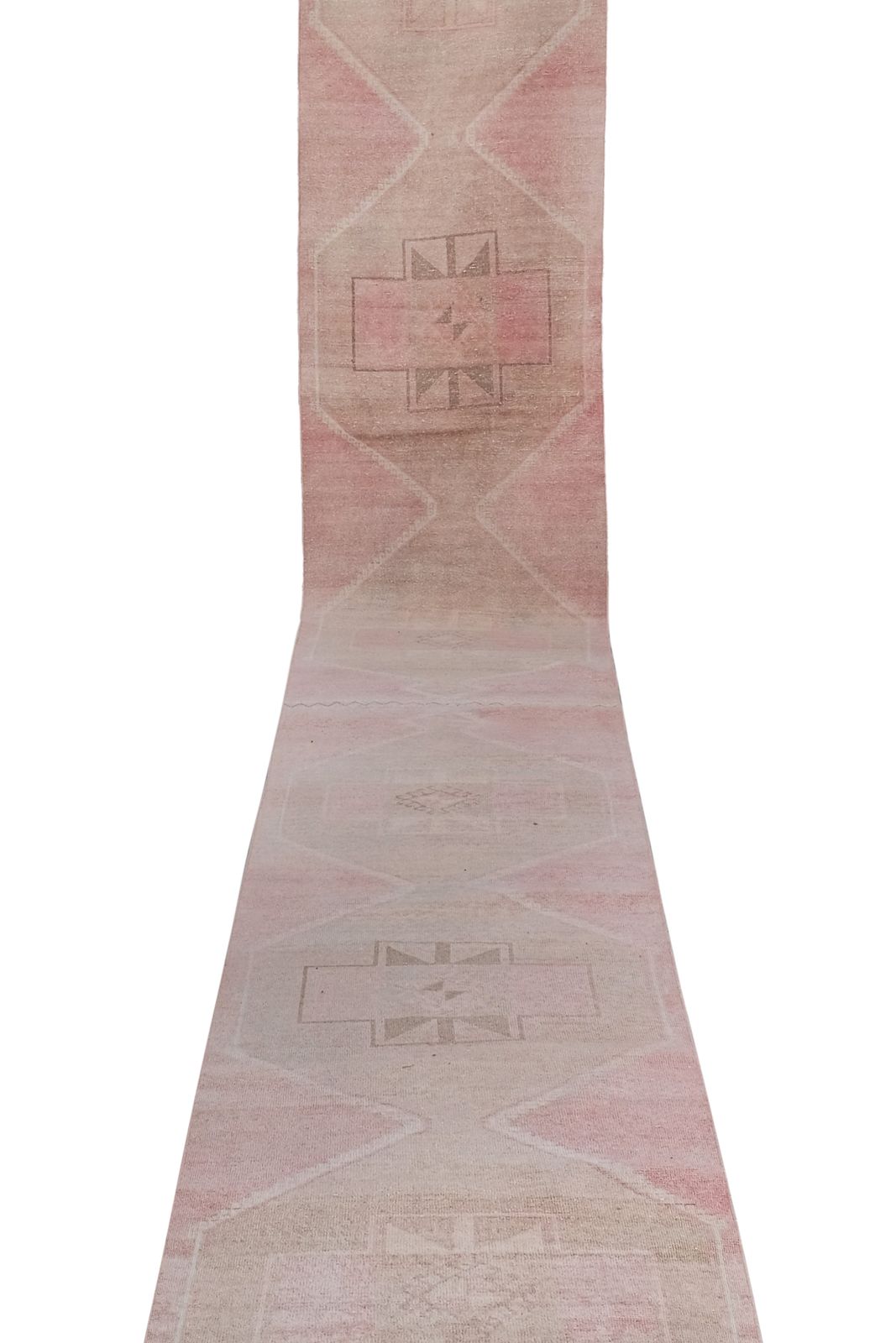 Vintage Tan Long Turkish Oushak Runner   Stair Rug photo for sale