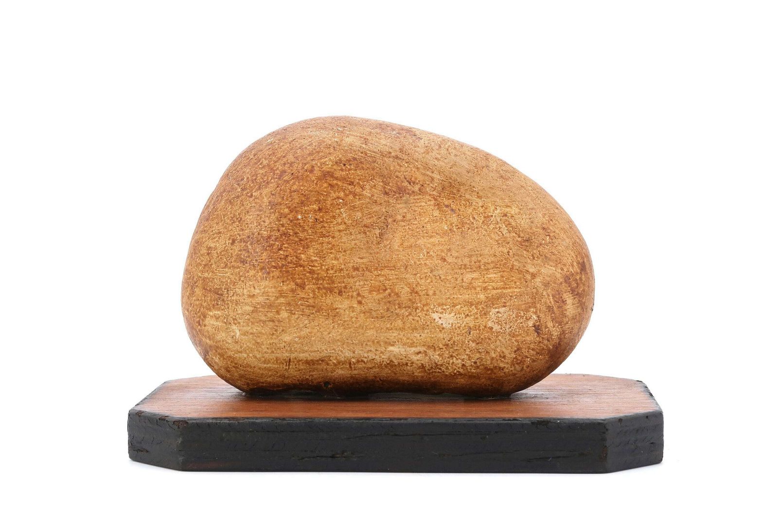 Pebble Stone Sculpture Or Paperweight, Wood Base, 1970s / Cabinet Of Curiosities, Boho Chic, Wabi Sabi, Bohemian Decor, Folk
