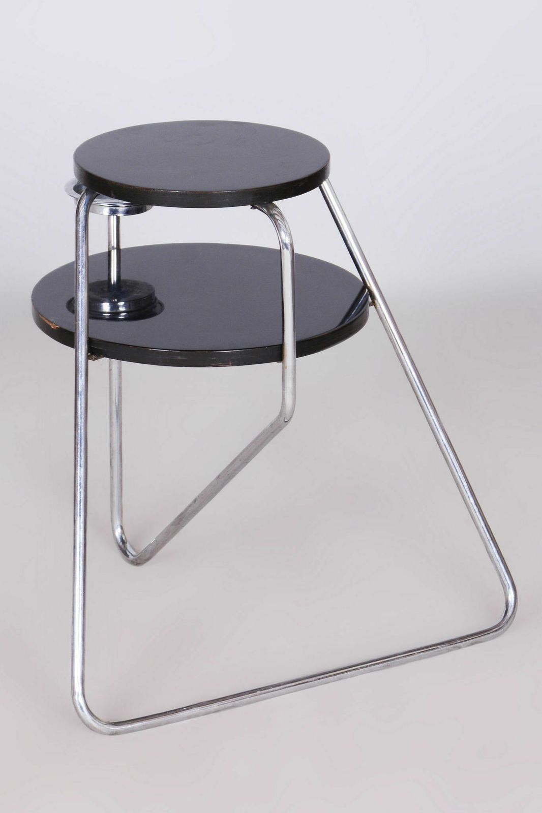 Restored Bauhaus Small Table, Chrome, Very Unusual Avant Garde Design, Revived Polish, Czechia, 1930s photo for sale