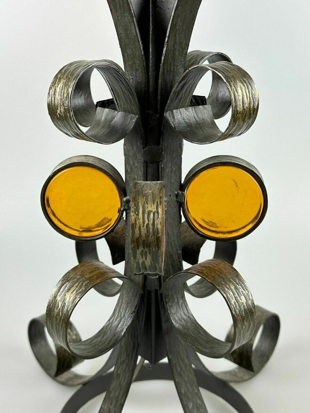 60s 70s Brutalist Floor Lamp Iron & Glass Floor Lamp Mid Century photo vinterior