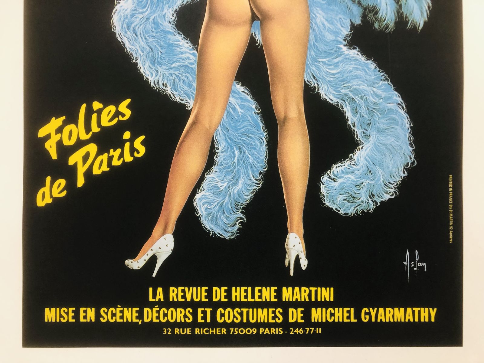 photo vintage Alain Aslan, 80s   Folies Bergere   Advertising Vintage Affiche Linen Backed