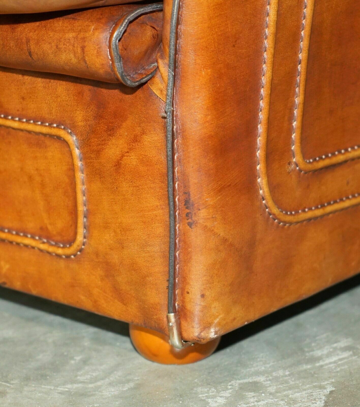 photo vintage Vintage Brown Leather Roche Bobois Mid Century Modern Contemporary Sofa