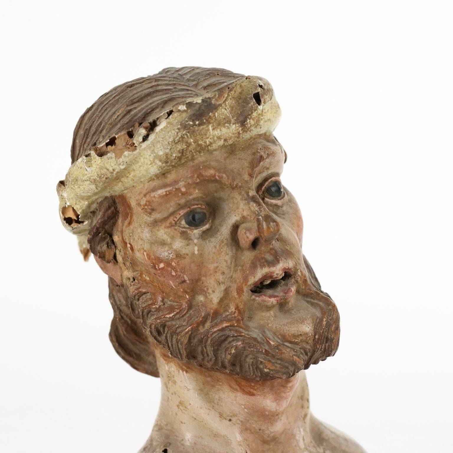 Ancient Wooden Bust Italy XVII Century photo for sale