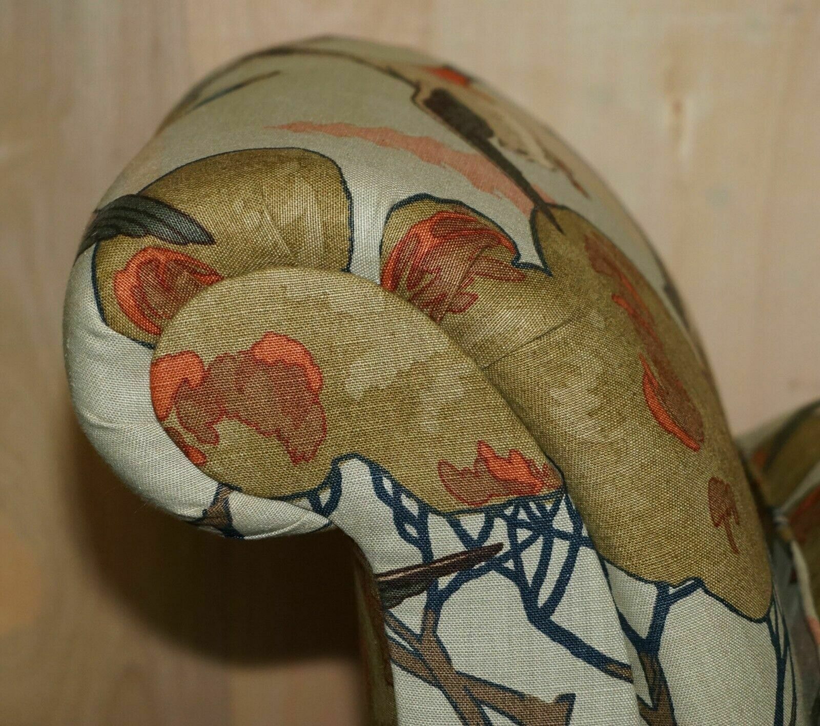 Antique Claw & Ball Foot Hall Bench Window Seat In Mulberry Flying Duck S Fabric photo 3950.0