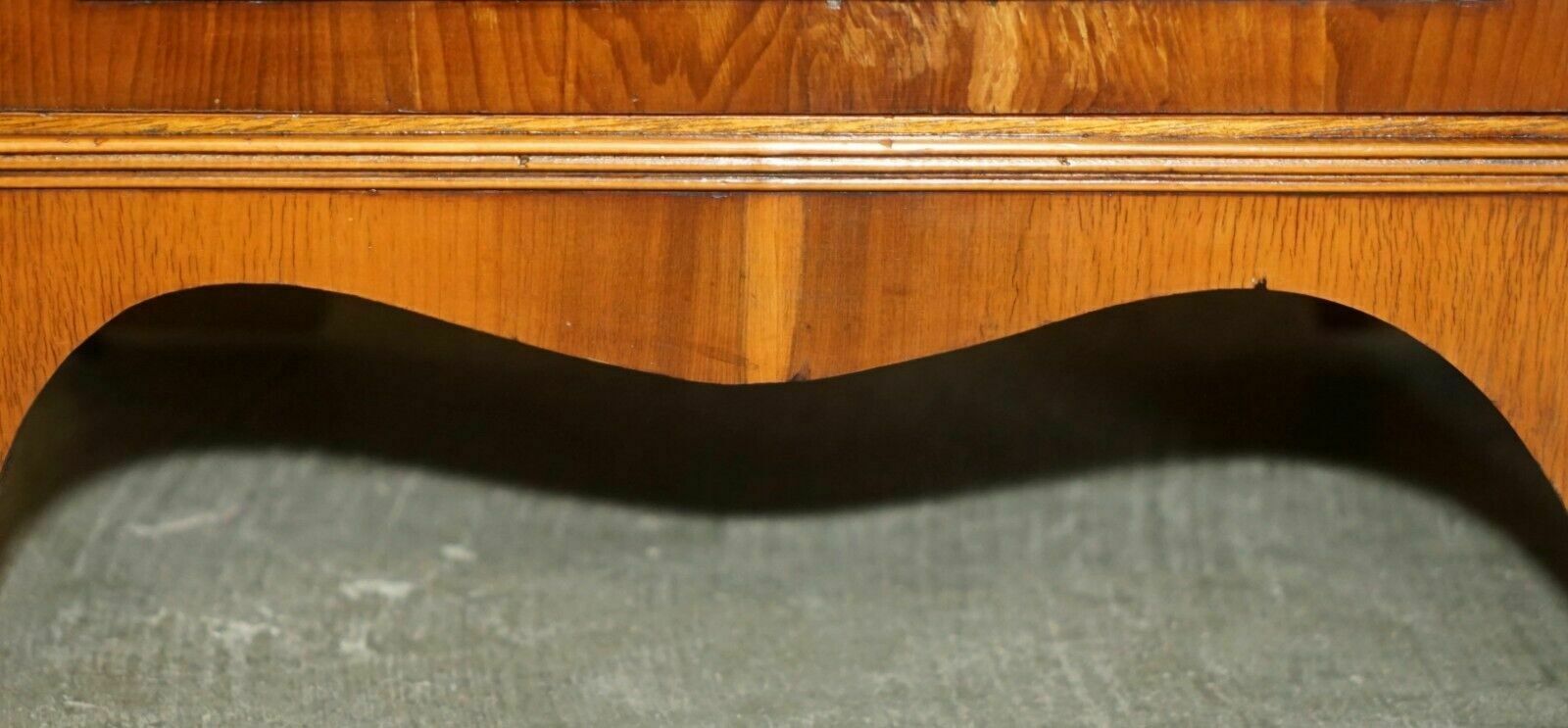Furniture Pair Of Vintage English Flamed Mahogany Waterfall Bookcases With Cupboard Bases photo