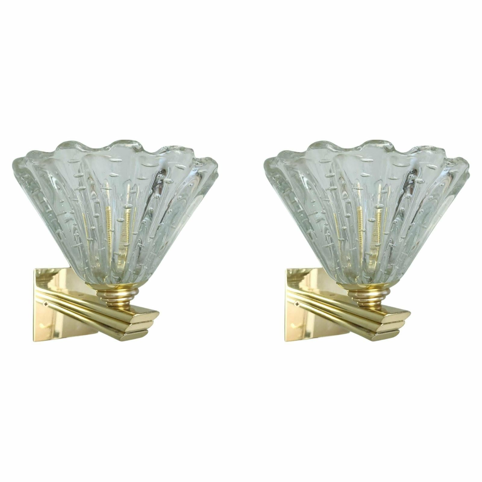 Pair Of Bollicine Cups Sconces By Barovier E Toso, 2 Pairs Available