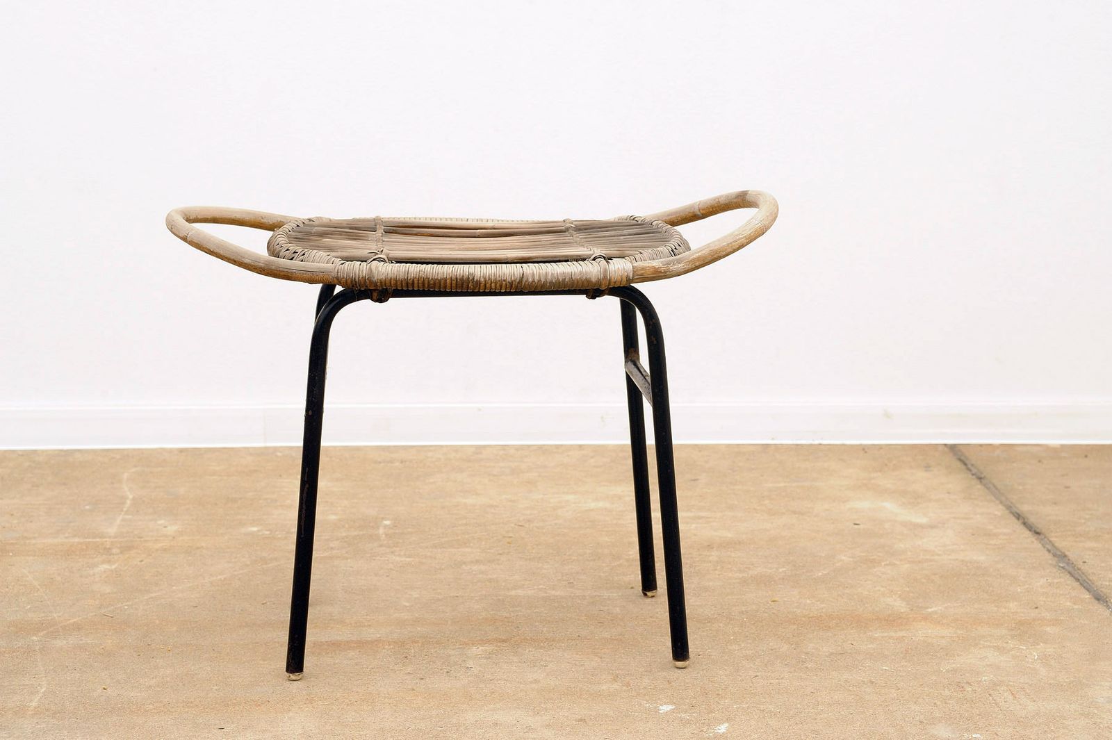 Mid Century Rattan Stool By Alan Fuchs, Uluv, 1960´S, Czechoslovakia photo for sale