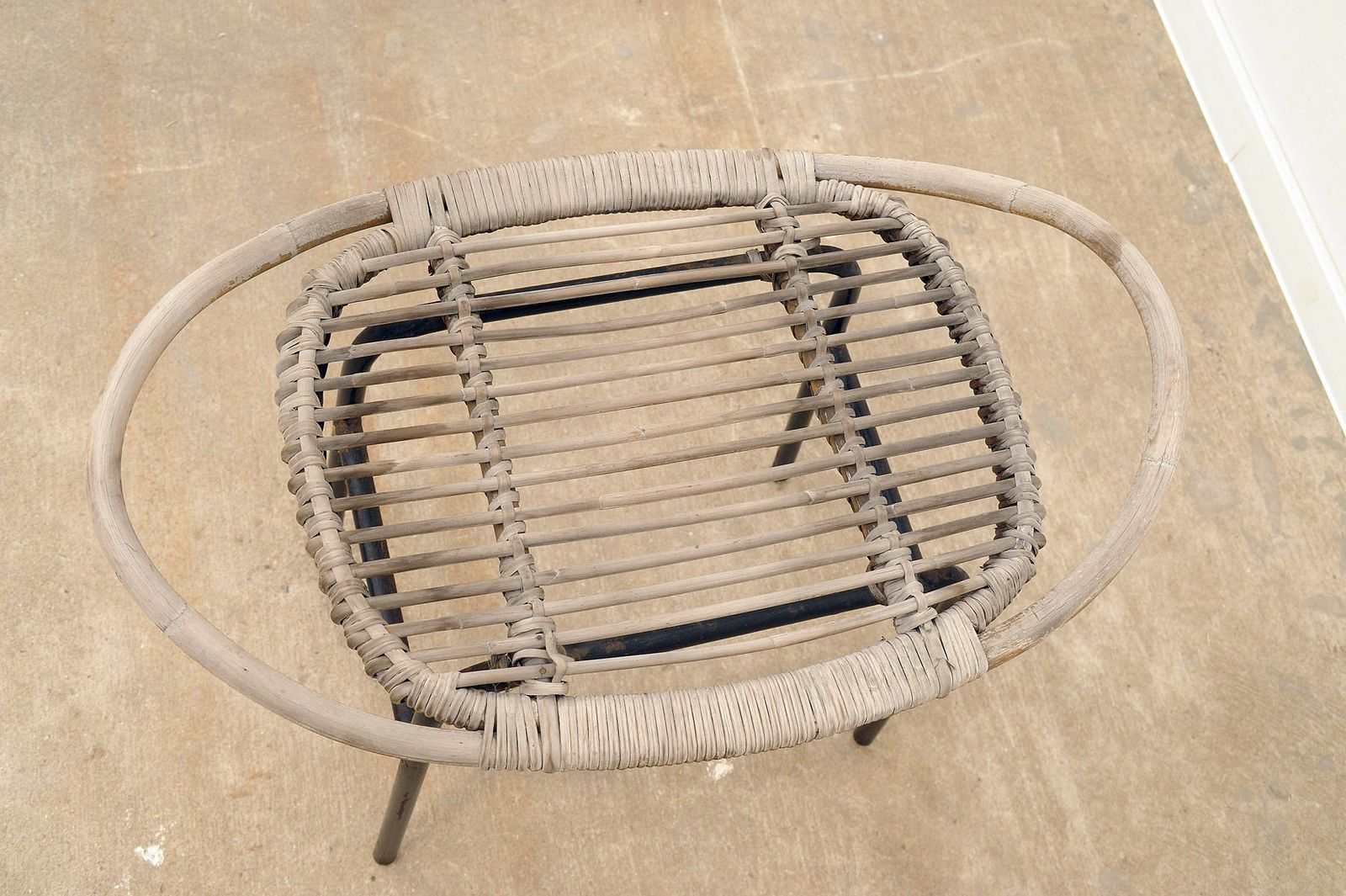 Furniture Mid Century Rattan Stool By Alan Fuchs, Uluv, 1960´S, Czechoslovakia photo