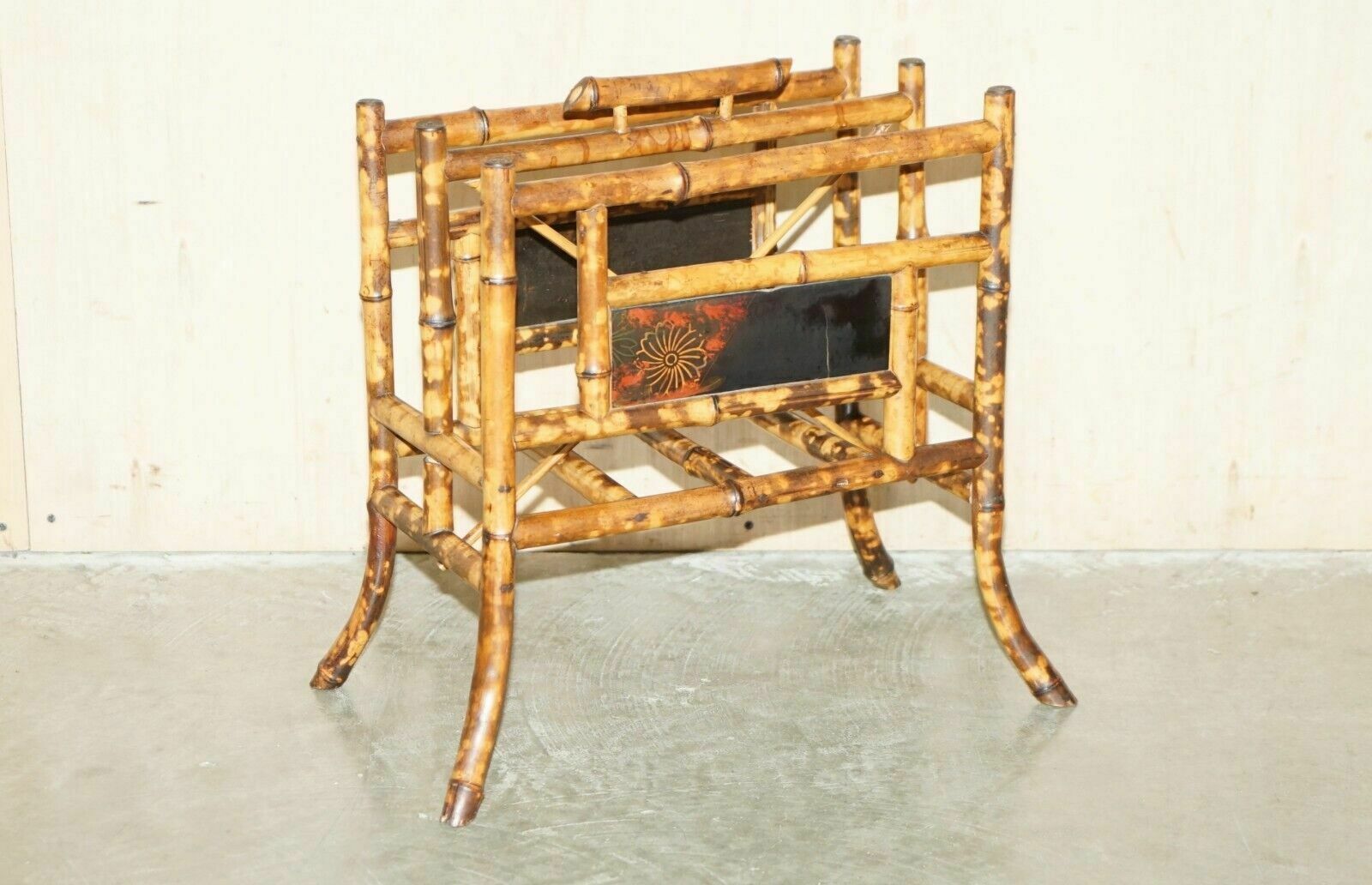 Antique Circa 1880 Aesthetic Movement Bamboo Carved Chinese Magazine Paper Rack