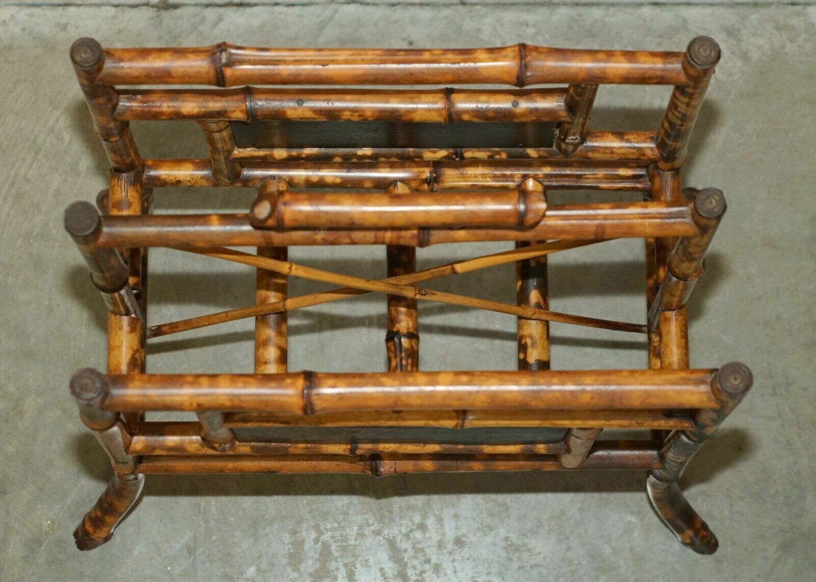 Home Decor Antique Circa 1880 Aesthetic Movement Bamboo Carved Chinese Magazine Paper Rack photo