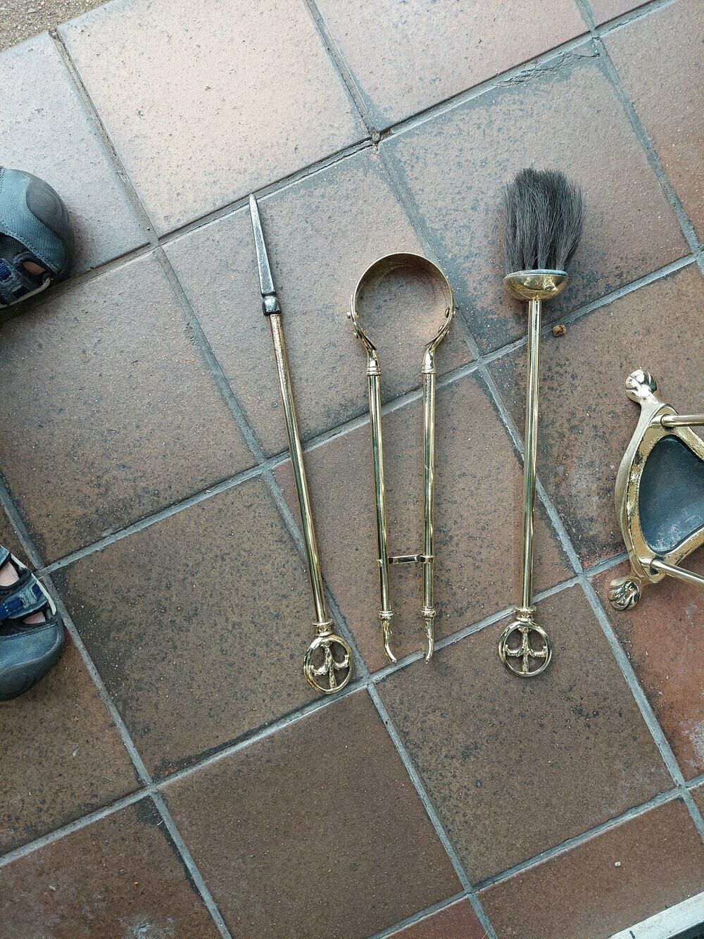 Early 20thc Brass Fireside Companion Set photo furniture