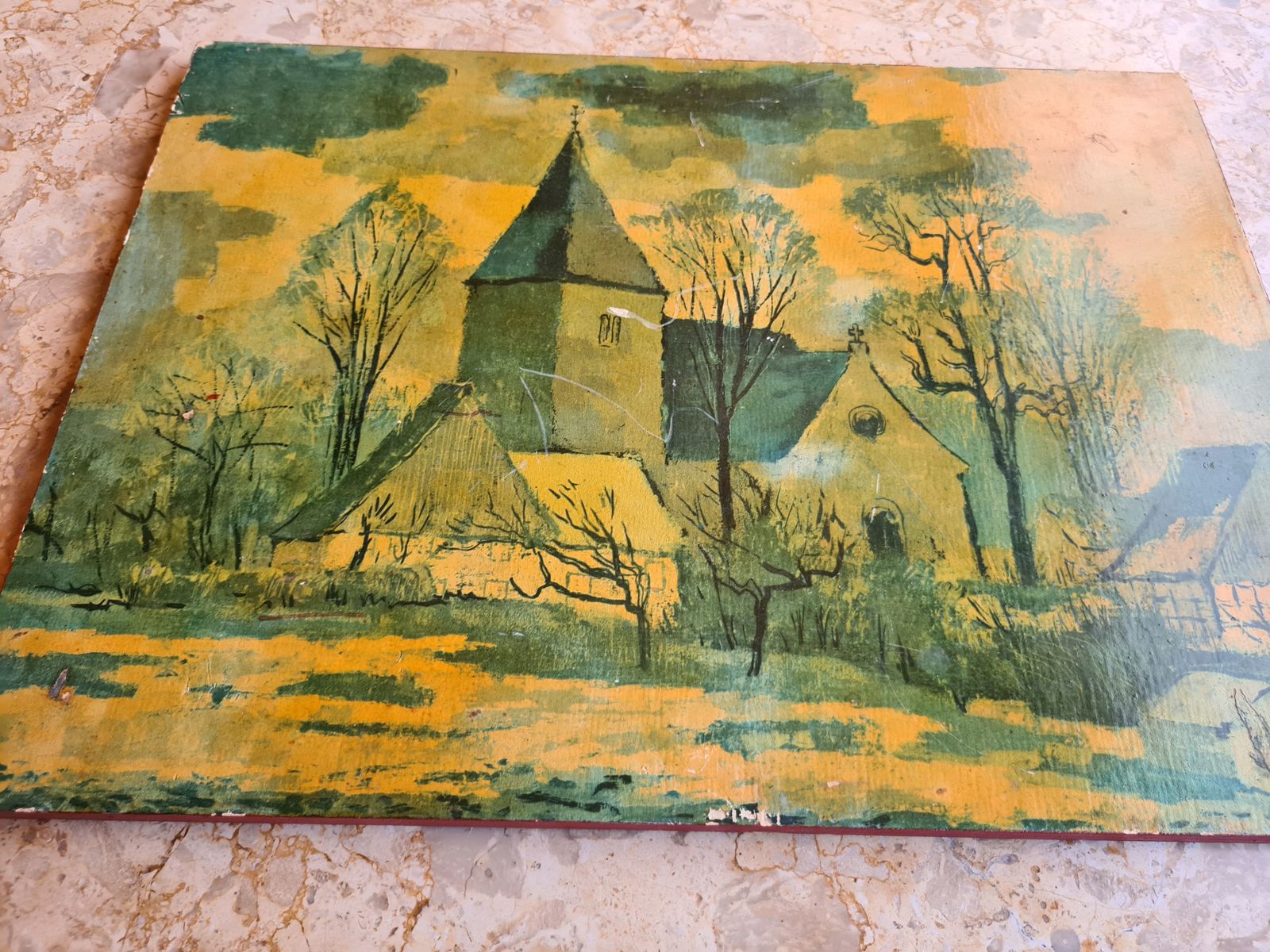 A Wooden Painting    European Village photo 99.0
