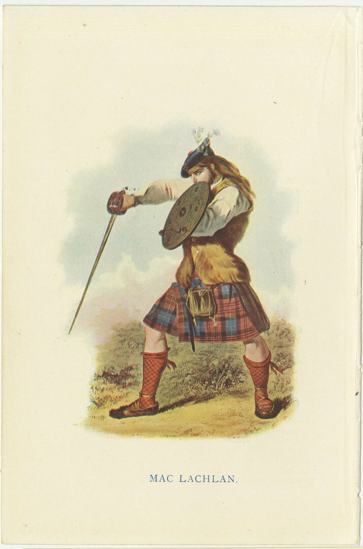 Set Of 4 Original Antique Prints Of Costumes Of The Clans Of Scotland photo for sale