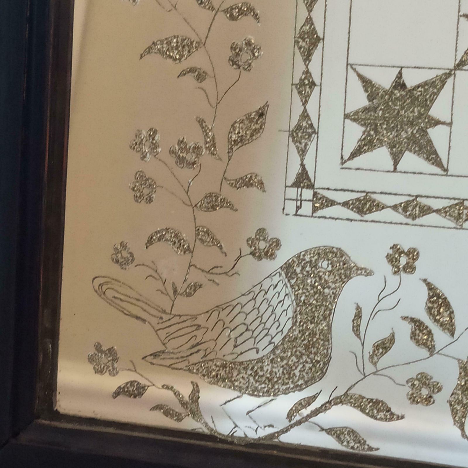 Fantastical Folk Art  Reverse Glass Cut Glass Mirror photo Home Decor