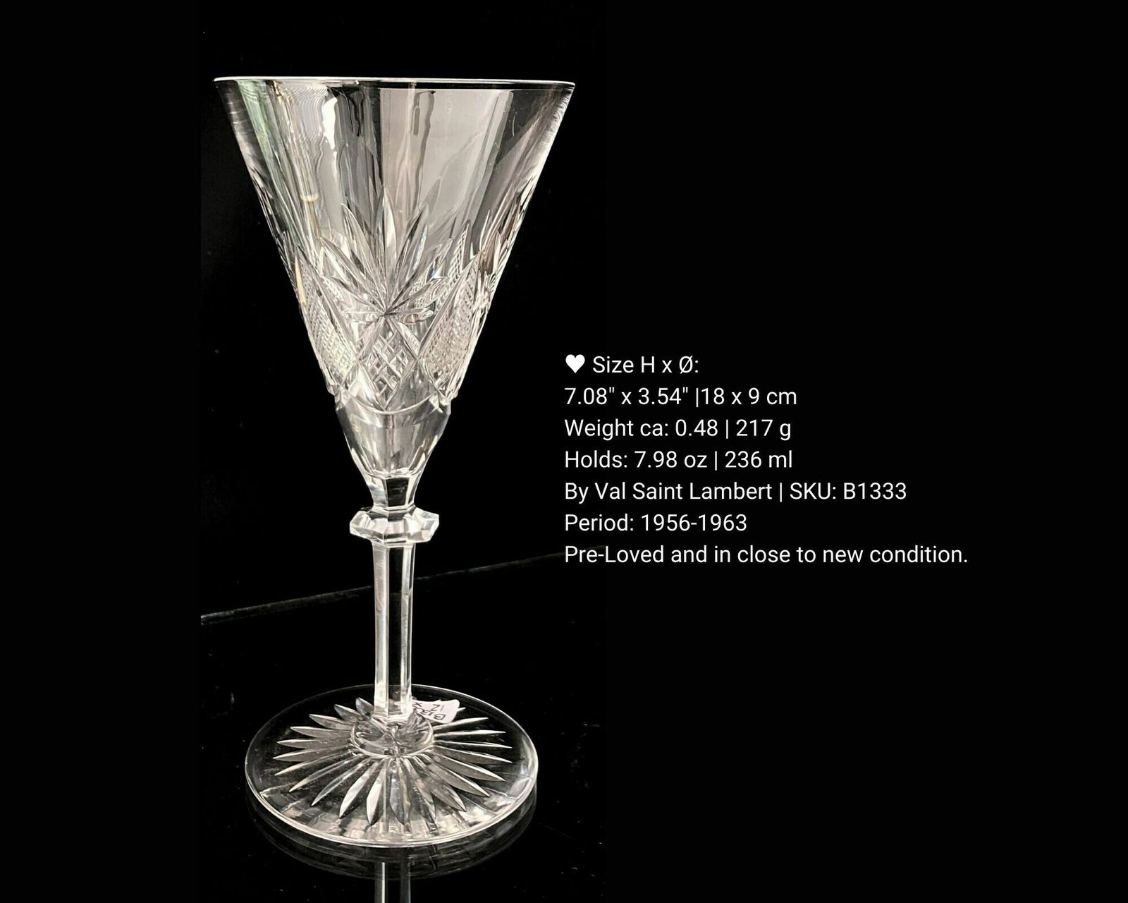 Val Saint Lambert Glazen | Champagne Of Martini | Maak Een Keuze | 6 Stuks | Patroon Berncastel | 1956–1963 photo vintage