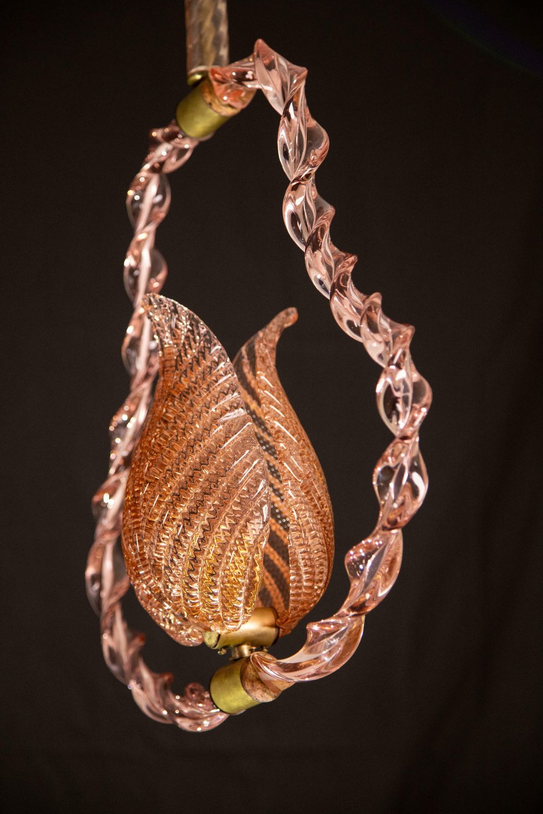 Amazing Rare Pink Murano Twisted Glass Chandelier By Ercole Barovier, 1940s photo for sale
