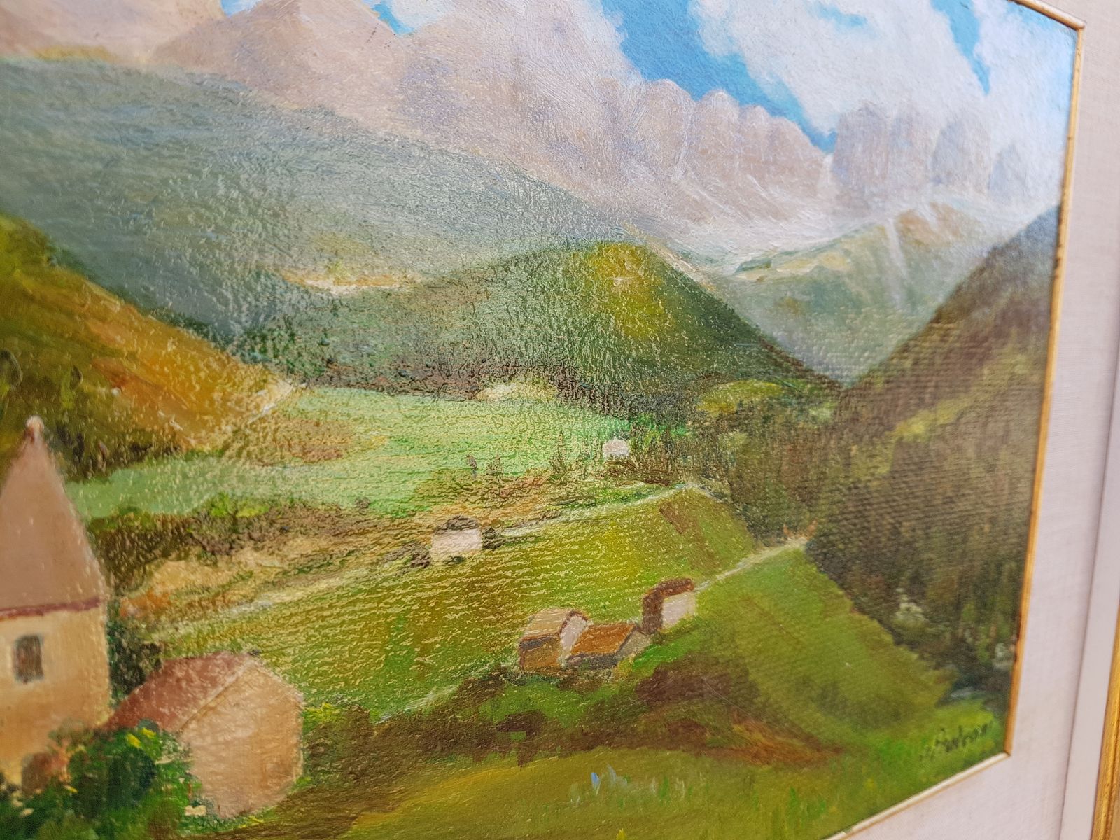 A Village In Europe Painting Oil On Canvas photo for sale