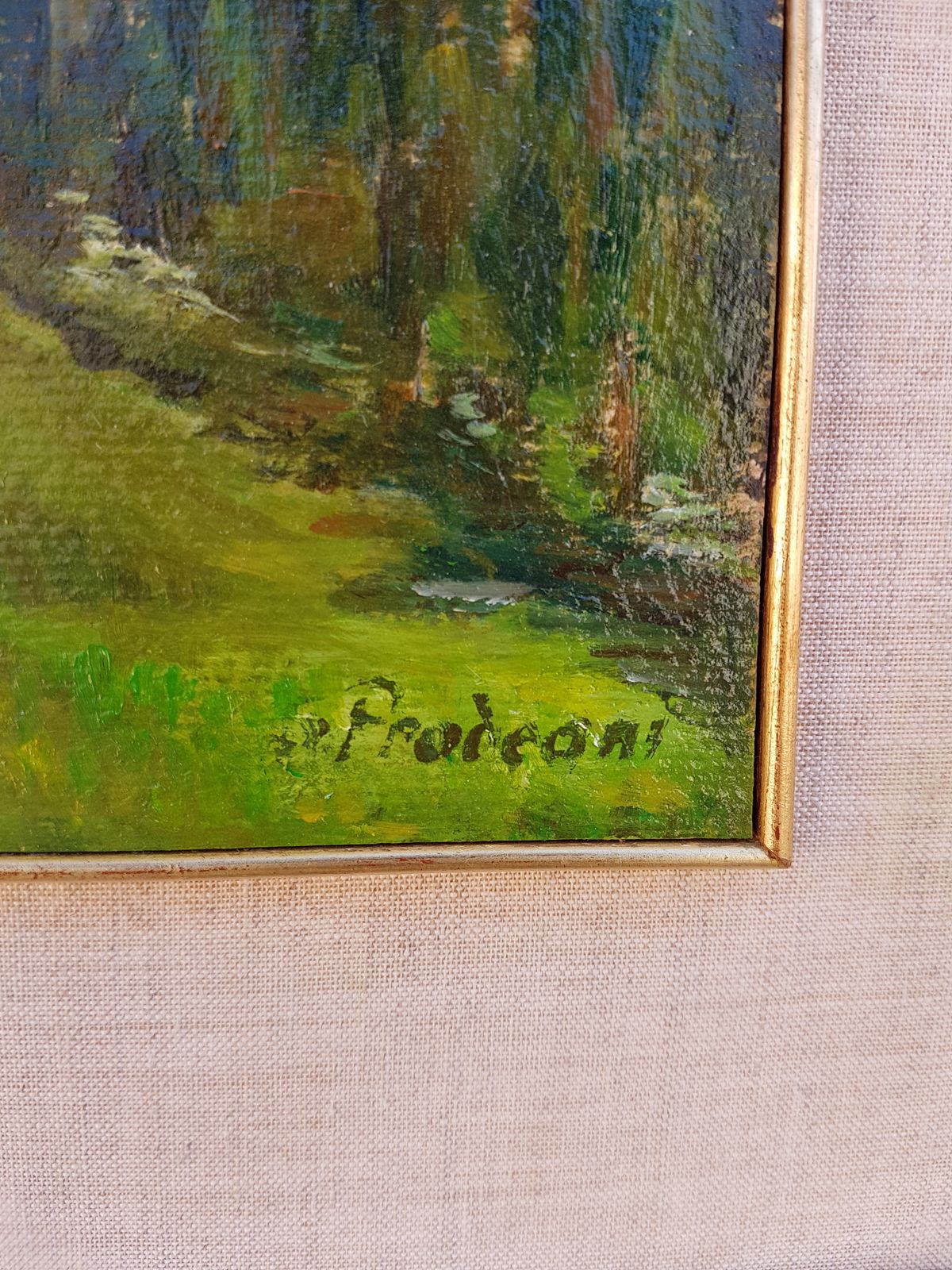 A Village In Europe Painting Oil On Canvas photo vintage