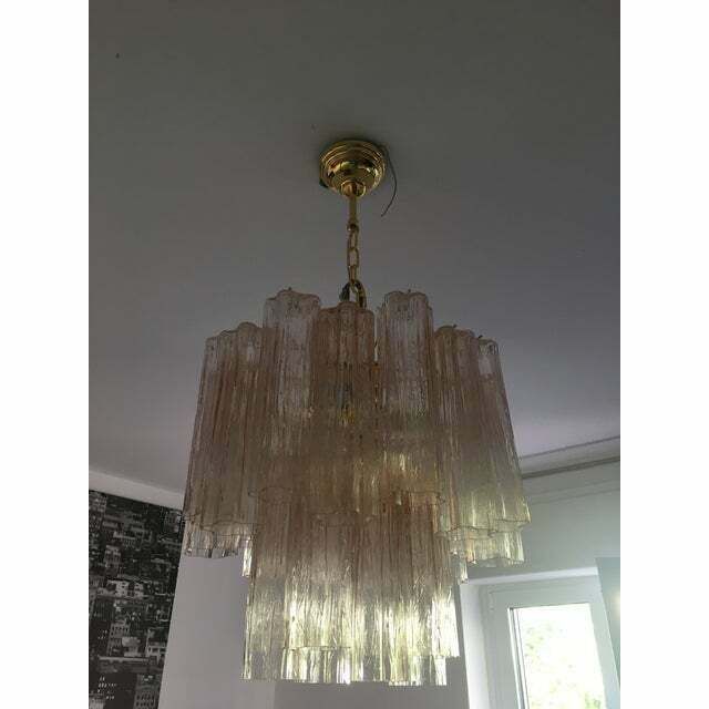 Pink Murano Glass Style Tronchi Venini Chandelier, Lot Of 2 Or A Pair Of Chandeliers photo 3472.0