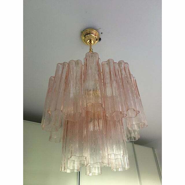 photo buy Pink Murano Glass Style Tronchi Venini Chandelier, Lot Of 2 Or A Pair Of Chandeliers