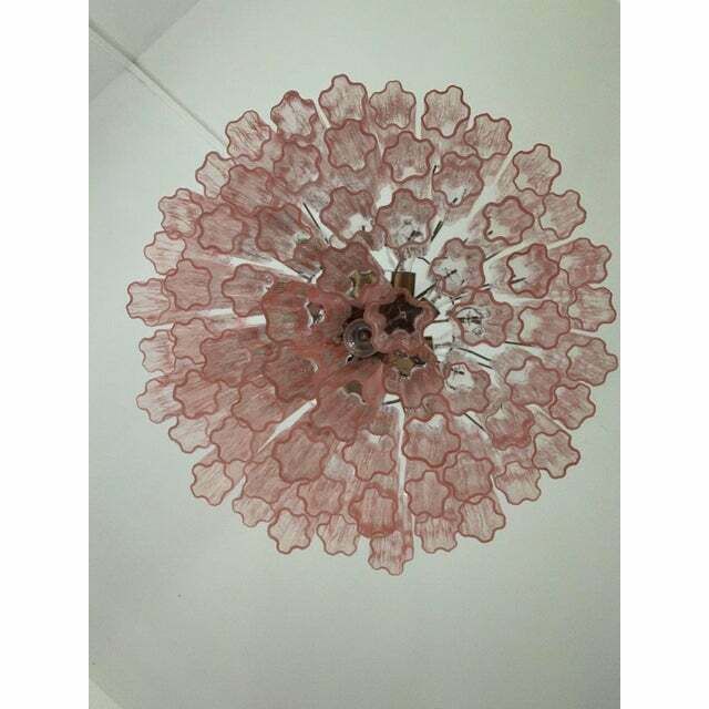 Murano Style Glass Sputnik Chandelier Pink And Brunito Metal Frame, Lot Of 2 Or A Pair Of Chandeliers photo 8432.0