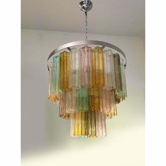 Contemporary Multicolor Tronchi Murano Glass Chandelier ,  Lot Of 2 Or A Pair Of Chandeliers photo vintage