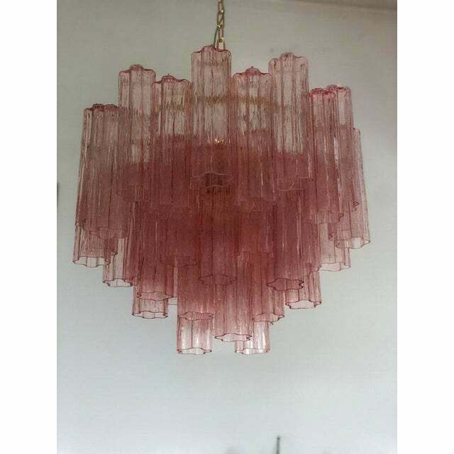 Contemporary Murano Glass Sputnik Chandelier Pink, Mazzega Style , Lot Of 2 Or A Pair Of Chandeliers photo vinterior