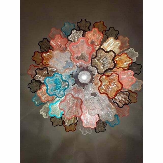 Contemporary Murano Glass Sputnik Chandelier Multicolors, Mazzega Style , Lot Of 2 Or A Pair Of Chandeliers photo for sale