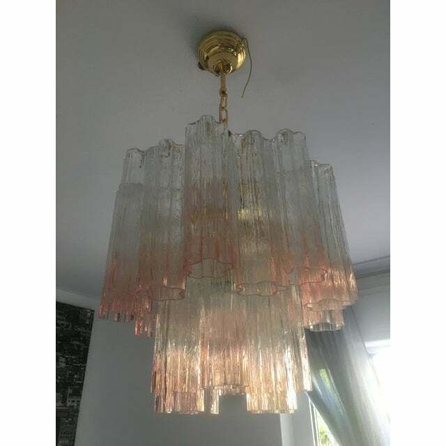 Lighting Murano Style Glass Tronchi Venini Style Chandelier , Lot Of 2 Or A Pair Of Chandeliers photo